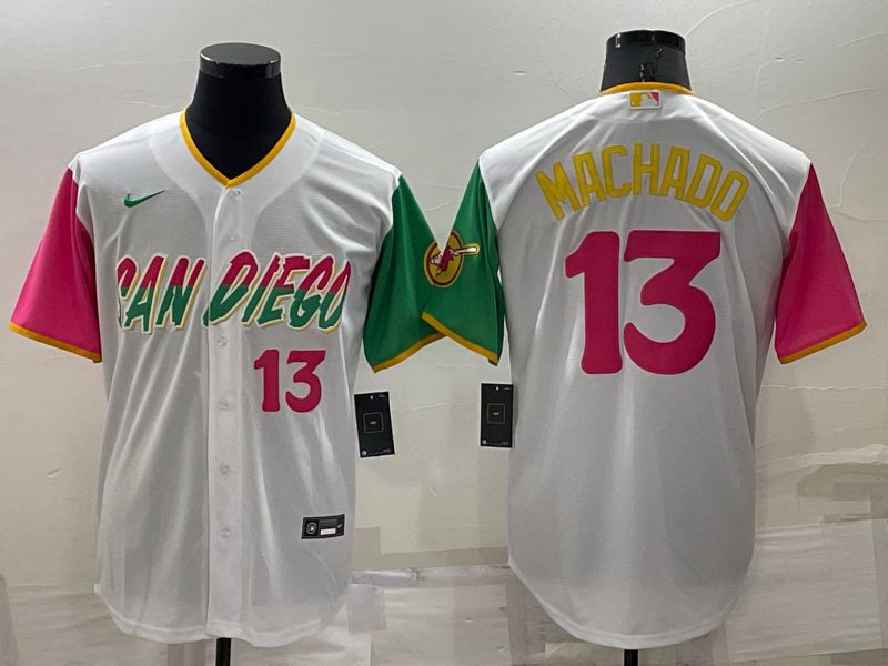 Men San Diego Padres 13 Machado White City Edition Game Nike 2022 MLB Jersey